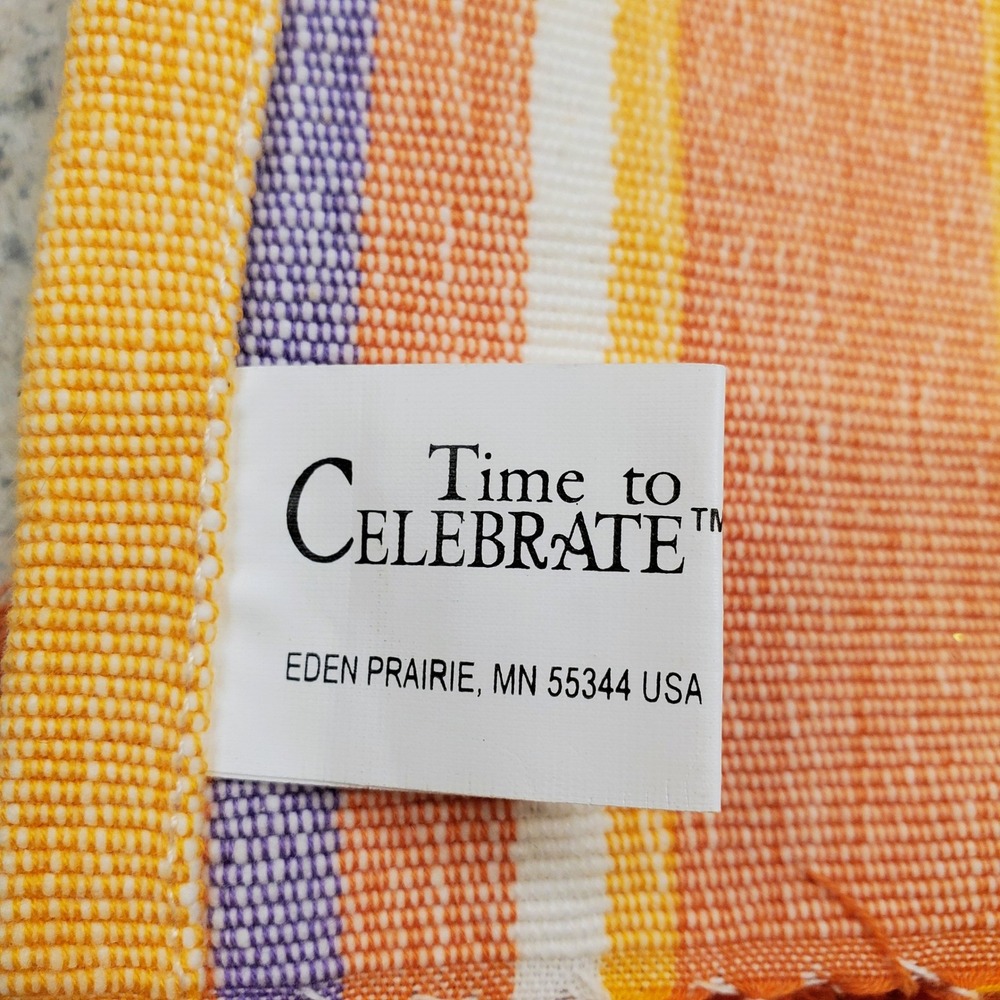 Time to Celebrate Mug Rug Coasters Set of 4 Multicolor Cotton Excellent Fringe - Picture 8 of 10
